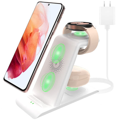 Wireless Charging Station for Samsung Wireless Charger Galaxy Watch 8/7/6/5/4/3 Active 2/1 Stand Galaxy S25 Ultra/S25/S24/S23/S22/S21/Note20/10 Z Fold Flip 7 Galaxy Buds3/2 Pro/Live Multiple Devices