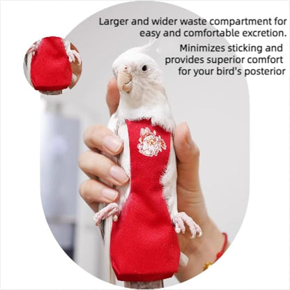 MANON ROSA Bird Diapers Leash Set Washable Reusable Handmade Flight Suit Waterproof Inner Layer - Protective Parrot Nappy Clothes Parakeets Macaws Budgies Canaries (Black1,Sun Conure)