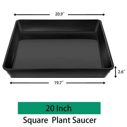 Tectsia Square Plant Saucer 20 Inch 5 Pack, Planter Trays for Flower Pots, Plant Water Catcher Drip Dishes, Plastic Bottom Watering Plates Indoors and Outdoors - Red, HPTP-ZFX-20in-5pack-HZ