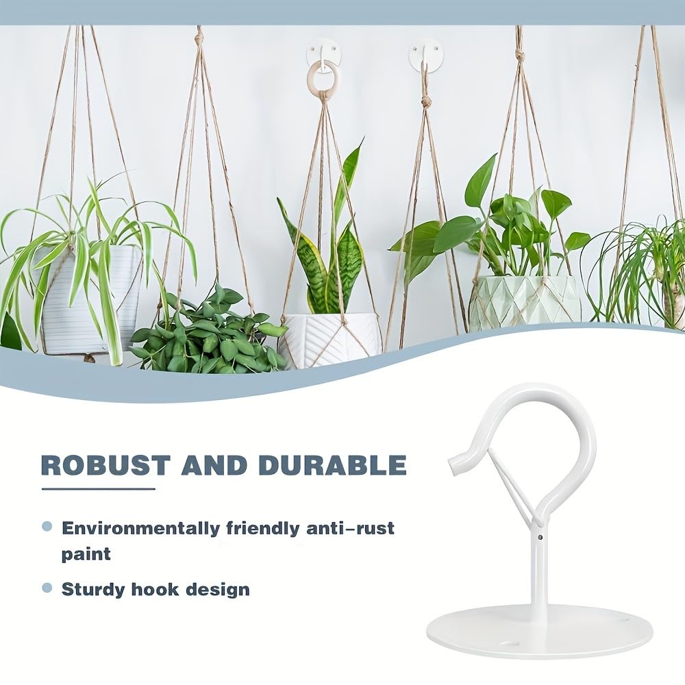 Taeekiy 2 Pcs White Ceilling Hooks for Hanging Plants Holder with Safety Buckle,Ceiling Decor Hook Heavy Duty,Metal Plant Hanger Indoor&Outdoor.Hooks for Hanging Plants,Wind Chime,Bird Feeders (White)
