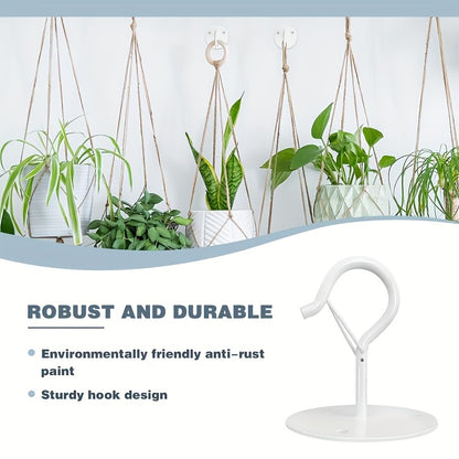 Taeekiy 2 Pcs White Ceilling Hooks for Hanging Plants Holder with Safety Buckle,Ceiling Decor Hook Heavy Duty,Metal Plant Hanger Indoor&Outdoor.Hooks for Hanging Plants,Wind Chime,Bird Feeders (White)