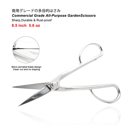 TONMA Satsuki Bonsai Scissors [Made in Japan] Professional 8.5 inch Garden Bonsai Tools Japanese Stainless Steel Hasami Pruning Scissors with Micro Serrated, Mirror Finish Process