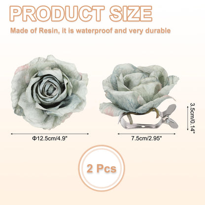 PATIKIL Rose Flower Curtain Tiebacks, 2 Pcs Artificial Floral Curtain Tie Clips, Modern Curtain Holder Buckles, Window Drapery Decorative Clips for Home, Room, Office, Green