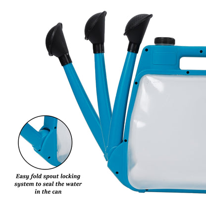 6L Foldable Watering Can with Rotating Nozzle & Long Spout for Plants, Indoor Outdoor Gardening, Clear Plastic-Blue