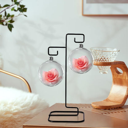 YY YEARCHY Ornament Display Stand Iron Hanging Stand Flower Pot Rack Holder Pothook for Hanging Glass Globe Air Plant Terrarium Witch Ball Home Wedding Christmas Decoration (9.25"x4.13"x4.13", Black)