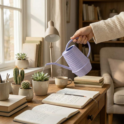 HORTICAN Small Watering Can, 0.3 Gallon/34oz., Violet Purple, Galvanized, Indoor Water Can, Metal Watering Can with Long Spout, Plant Water Can for Indoor Plants