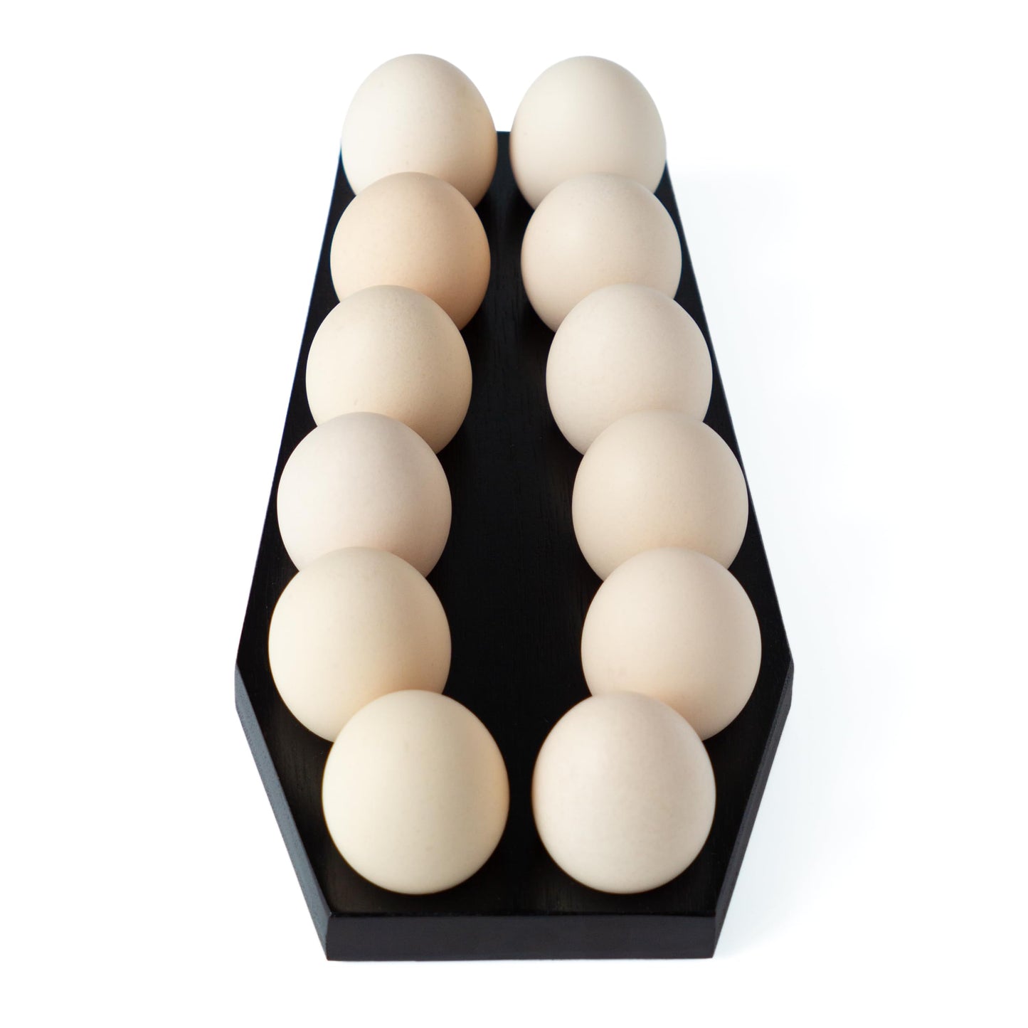 Spooky Gothic Coffin Egg Tray - Black Wooden Egg Holder for Soft Boiled Eggs - Unique Halloween Kitchen Decor - Ideal Gothic Kitchen Accessory - Perfect for Witchy, Haunted House Themes (12 eggs)
