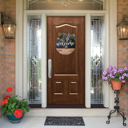 CHIJIRE Welcome Sign Front for Door Decoration, 12 in Round Wood Wreaths Wall Hanging Outdoor, Farmhouse, Porch, for Spring Summer Fall All Seasons Holiday Christmas