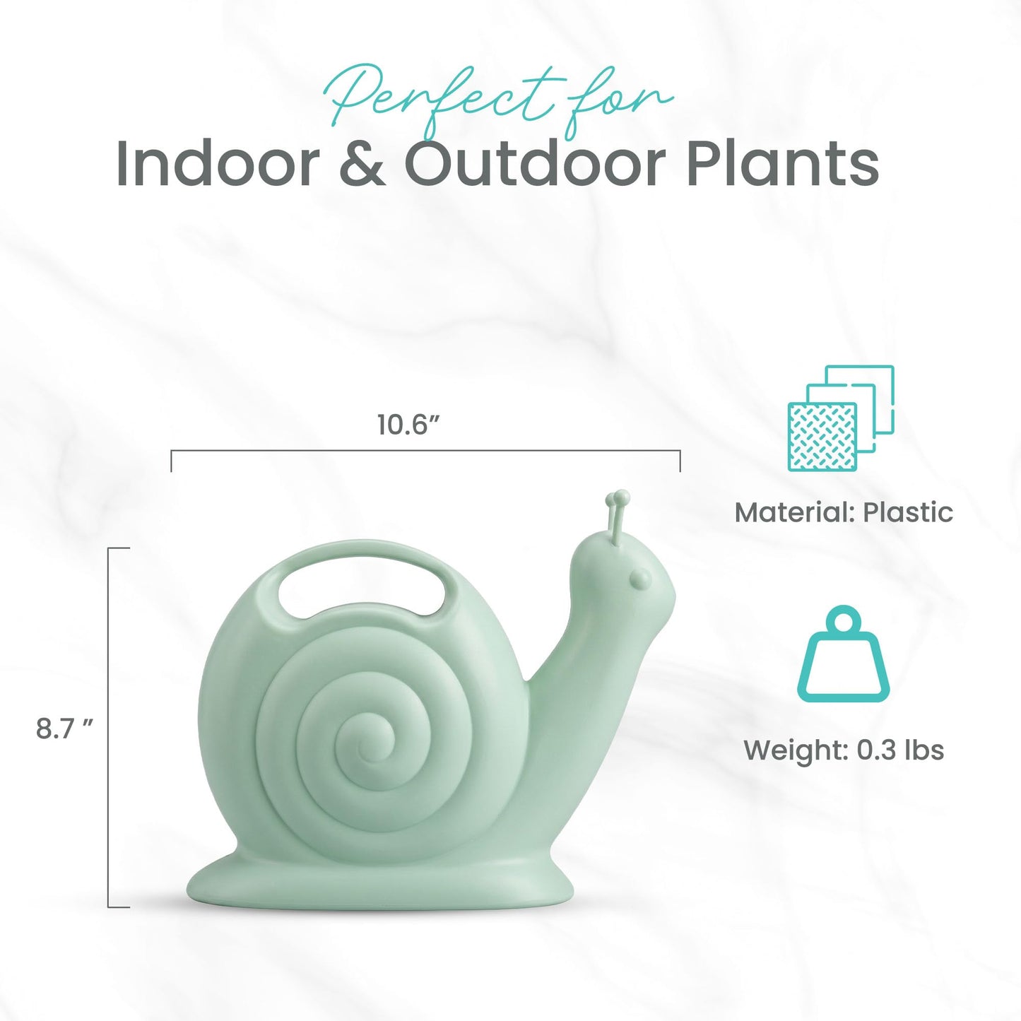Union Products Snail Watering Can with Built-in Handle, 1.8L Capacity, Light Green - Ideal for Houseplants, Herbs, and Small Garden Beds