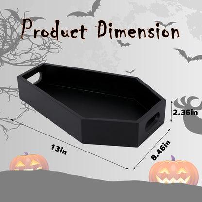 Wooden Serving Tray Coffin Tray Decorative Serving Tray-Black Spooky Gothic Home Decor for Party