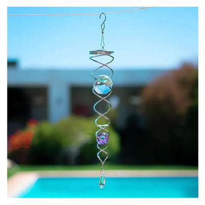 Decorative Spiral - 2024 New Gazing Ball Spiral Tail Wind Spinner Stabilizer, Spinfinity Designs Hanging Kinetic Wind Spinners Decorative Spiral Crystal Sun Catchers Rainbow Maker (Purple, 12in)