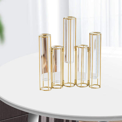 Bothyi Hinged Flower Vase, Test Tube Vase Set with Stand, Hinged Plant Vases Glass Vase, for Home Table Centerpiece