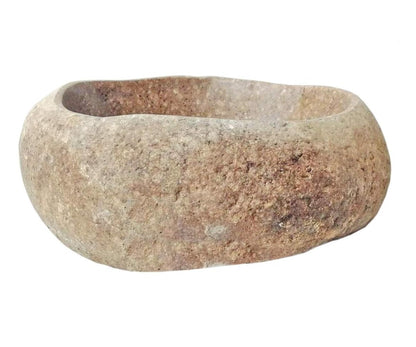 Eden Bath River Rock Boulder Variable Shaped Vessel Sink, Polished Stone Basin with Natural Exterior