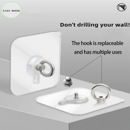 CACUINA 2 in 1 Adhesive Ceiling Hooks Heavy Duty No-Drill Hook for Hanging Plant,Wind Chime Suitable for Smooth Walls
