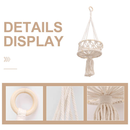 Cabilock Handwoven Cotton Rope Plant Hanging Holder Single Indoor Basket Decor for Wall Ornament Woven Rope Flower Pot for Home and Wedding Decoration