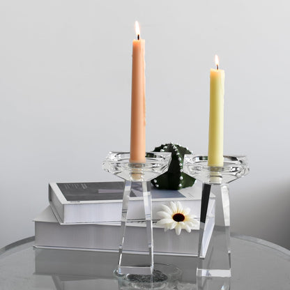 Kitcom Crystal Taper/Pillar Candle Holders Set of 2, 6.3 Inches Height, Table Centerpieces for Home Decor Wedding, Clear