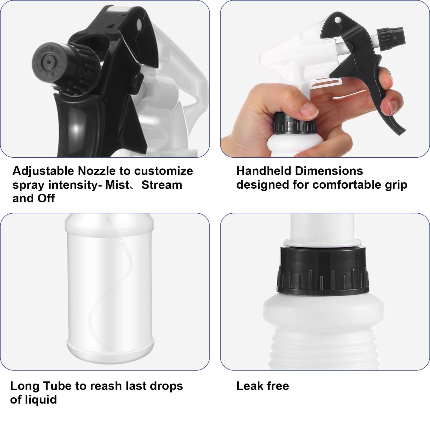 Gerrii 24 Pcs 24oz Plastic Spray Bottle Bulk, Empty Refillable Squirt Bottles for Cleaning Solution, Leak Proof Water Spray Bottle with Adjustable Nozzle and Sticker Commercial Supplies (Red & Black)
