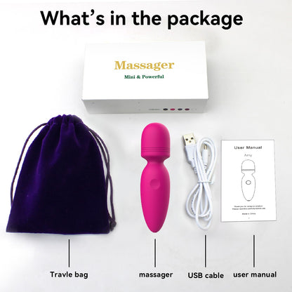Fuwyiy Mini Manual Back Massagers,Gifts for Women Small Cordless Handheld Massager with 10 Modes, Personal Handheld Massager for Neck Shoulder Back Body（RED）