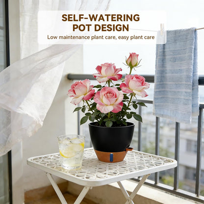 Tinecio 7/6.5/6/5.5/5 Inch Self Watering Pots, Plastic Flower Pots with Multi Mesh Drainage Holes and Deep Reservoir for Indoor Outdoor Garden Plants and Flowers (White, 5/5.5/6/6.5/7)