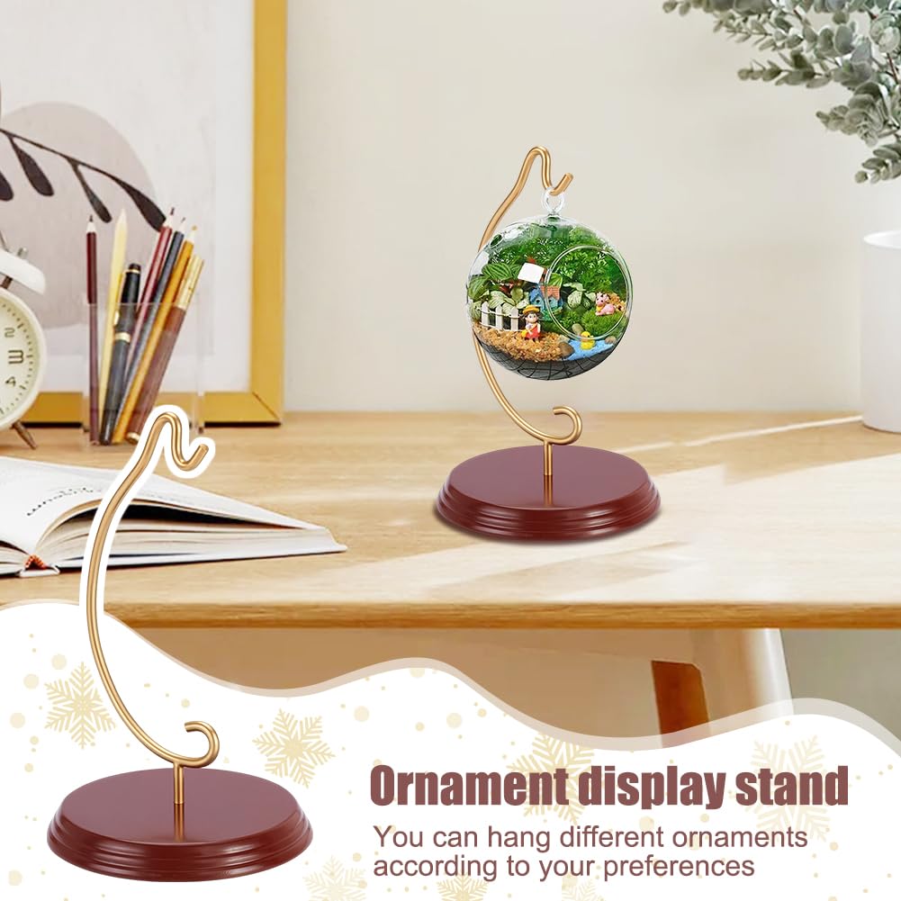 AHANDMAKER 5x8 Inch Ornament Display Stand, Ornament Stand Holders, Fruitwood Ornaments Stands for Hanging Glass Globe Air Plant Terrarium Witch Ball Home Office Party Decor Hanger