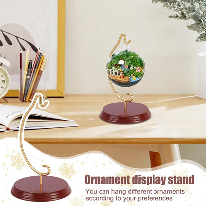 AHANDMAKER 5x8 Inch Ornament Display Stand, Ornament Stand Holders, Fruitwood Ornaments Stands for Hanging Glass Globe Air Plant Terrarium Witch Ball Home Office Party Decor Hanger