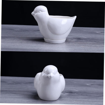 Kisangel Ceramic Flower Pot Succulent Plant Container White Large Bird Shape with Saucer Indoor Desktop Decor for Home Gardening
