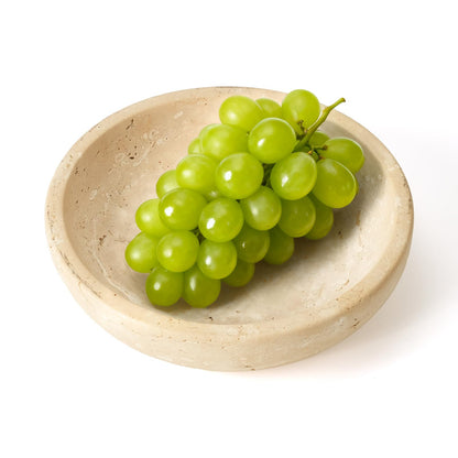 Dendrovia Marble Bowl Decorative, 7.8’’ Entryway Travertine Bowl For Keys Fruit Candy Jewelry, Natural Stone Bowls for Entry Table, Organic Modern Home Decor for Centerpieces, Beige