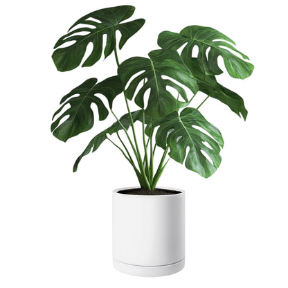 VEVOR Plant Pot, 12-Inch Ceramic Pots for Plants with Drainage Holes, Non-Slip Pads & Detachable Saucer, Modern Ceramic Flower Pots, Indoor and Outdoor Tree Planter Pot, Home & Office