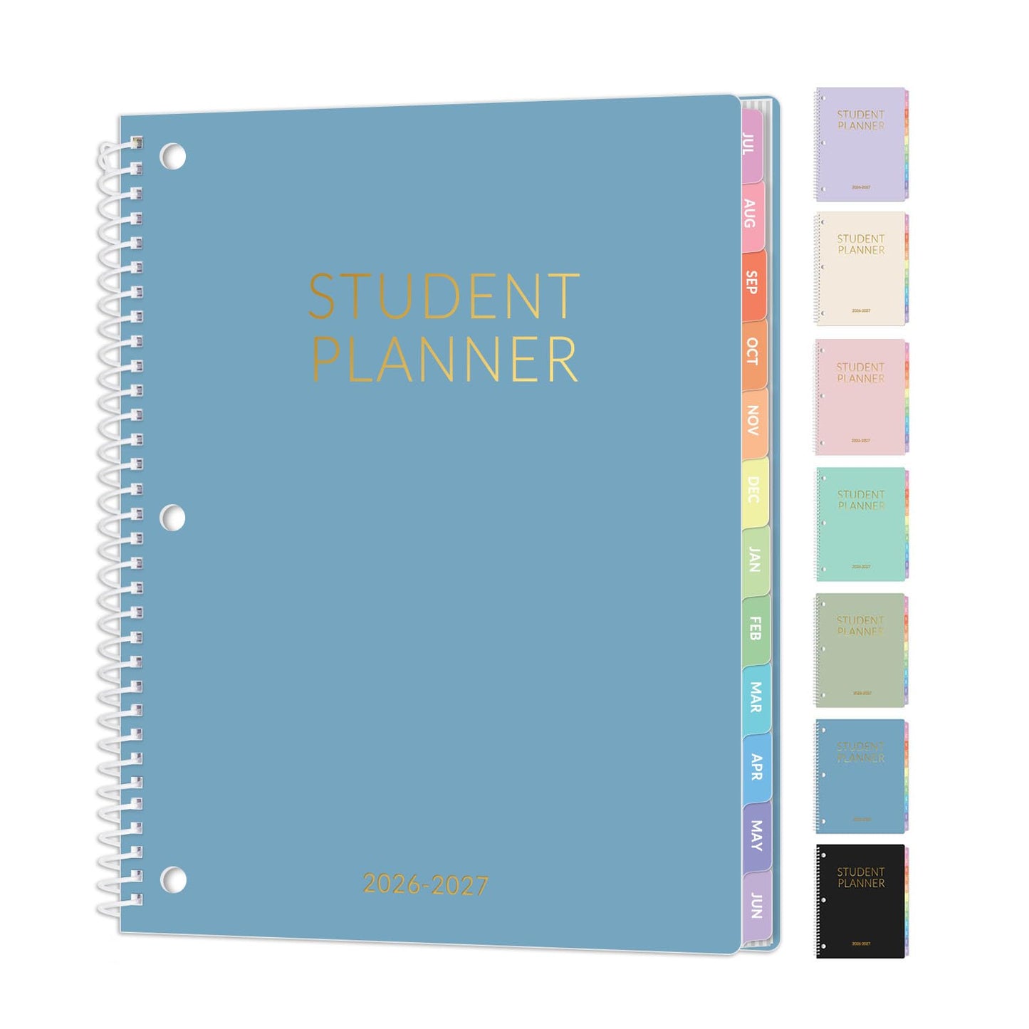 Student Planner 2026-2027, SUNEE Academic Weekly & Monthly Plan Book, Jul. 2026 - Jun. 2027, 8.5"×11" School Planner, Lesson Plan Book with Week's Goals, Bookmark, Monthly Tabs, 3-Hole Punched, Blue