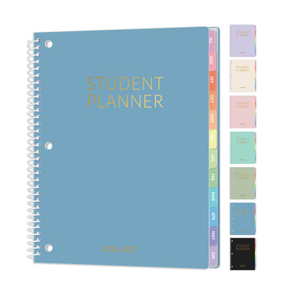 Student Planner 2026-2027, SUNEE Academic Weekly & Monthly Plan Book, Jul. 2026 - Jun. 2027, 8.5"×11" School Planner, Lesson Plan Book with Week's Goals, Bookmark, Monthly Tabs, 3-Hole Punched, Blue