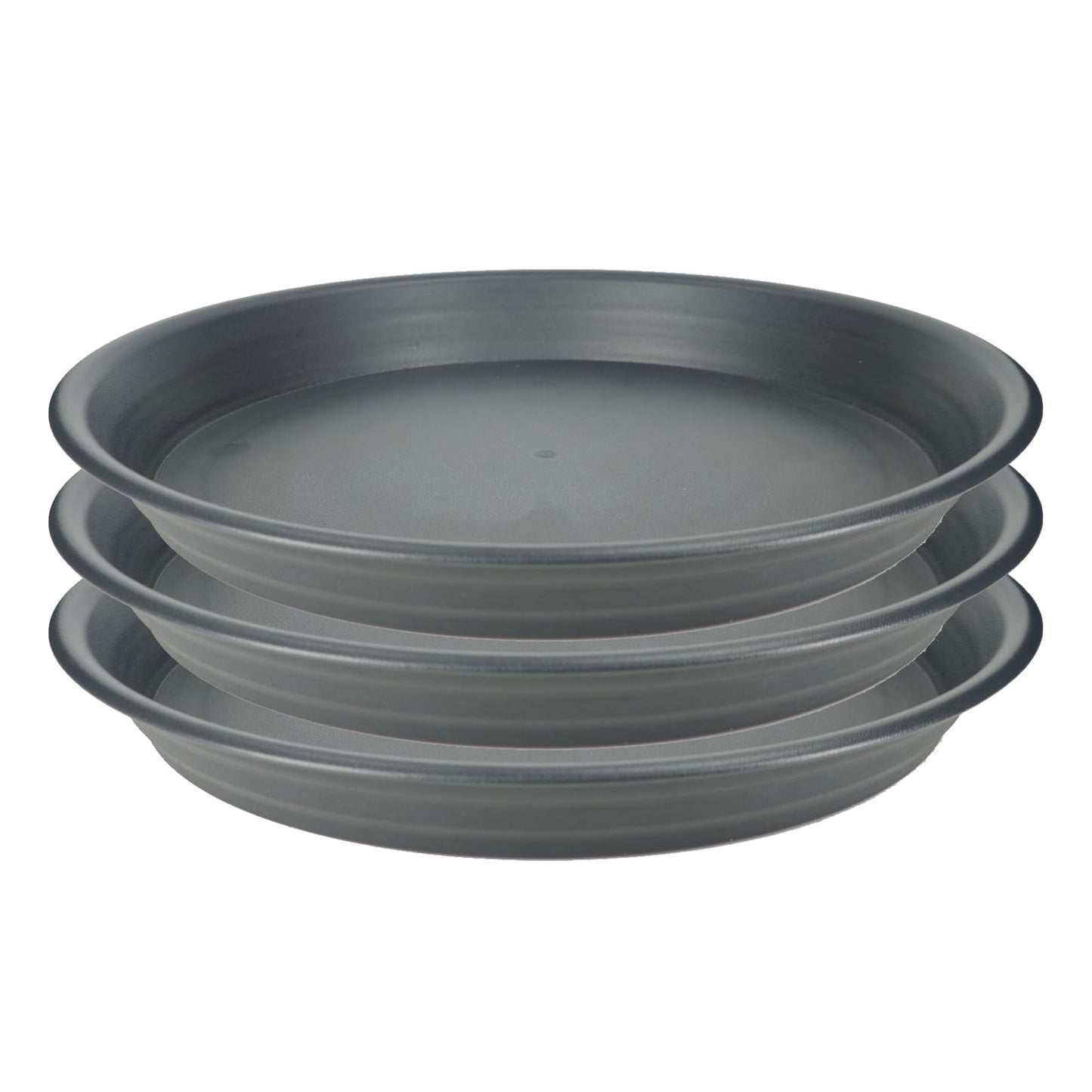 ECOESPTI 3Pcs Plant Saucer Tray, Heavy Duty Plastic Plant Drip Trays for Indoors and Outdoors, 6 8 10 12 14 16 inch Sizes, Flower Plant Water Tray Base (Dark Gray 12")