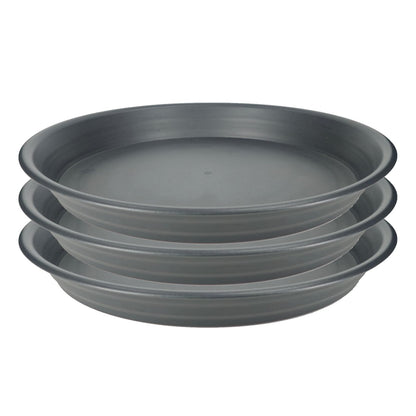 ECOESPTI 3Pcs Plant Saucer Tray, Heavy Duty Plastic Plant Drip Trays for Indoors and Outdoors, 6 8 10 12 14 16 inch Sizes, Flower Plant Water Tray Base (Dark Gray 12")