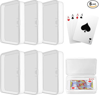 Blank Card Case, 6 Pack Clear Plastic Card Deck Box, Snaps Closed - Storage Box for Base Ball Trading Cards, Business Cards & More