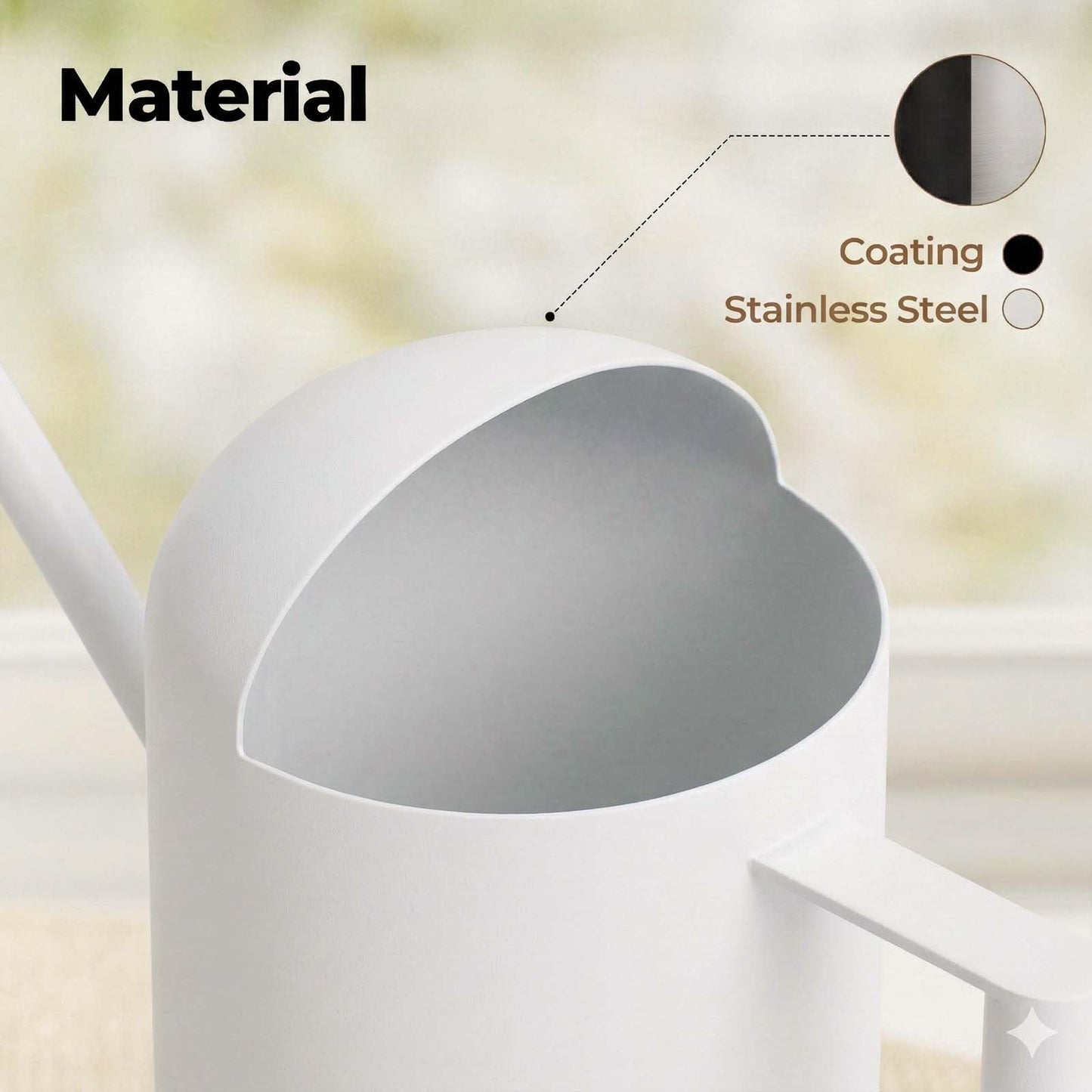 Bamworld Small Watering Can Indoor Outdoor Plant Metal Stainless Steel Long Spoutt Flowers Watering Cans for House Garden Plants 10OZ Watering Bottle Cute Stylish Gardening Decoration(Matte White)