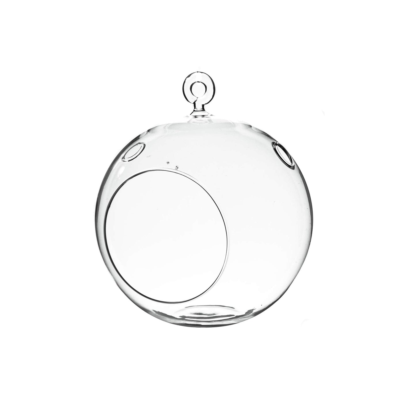 WGVI WGV Hanging Terrarium Globe, Width 6", Height 6.5", DIY Air Succulent Planter, Clear Glass Vase Orb with Flat Bottom, Candle Holder for Windowsill Outdoor Garden Decor, 1 Piece