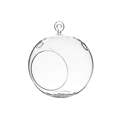 WGVI WGV Hanging Terrarium Globe, Width 6", Height 6.5", DIY Air Succulent Planter, Clear Glass Vase Orb with Flat Bottom, Candle Holder for Windowsill Outdoor Garden Decor, 1 Piece