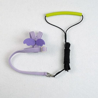 Bird Harness Leash Adjustable Outdoor Training Flying Harness Traction Rope with Cute Wing for Parrots Pigeons Budgerigar Lovebird Cockatiel Mynah (M,Purple)