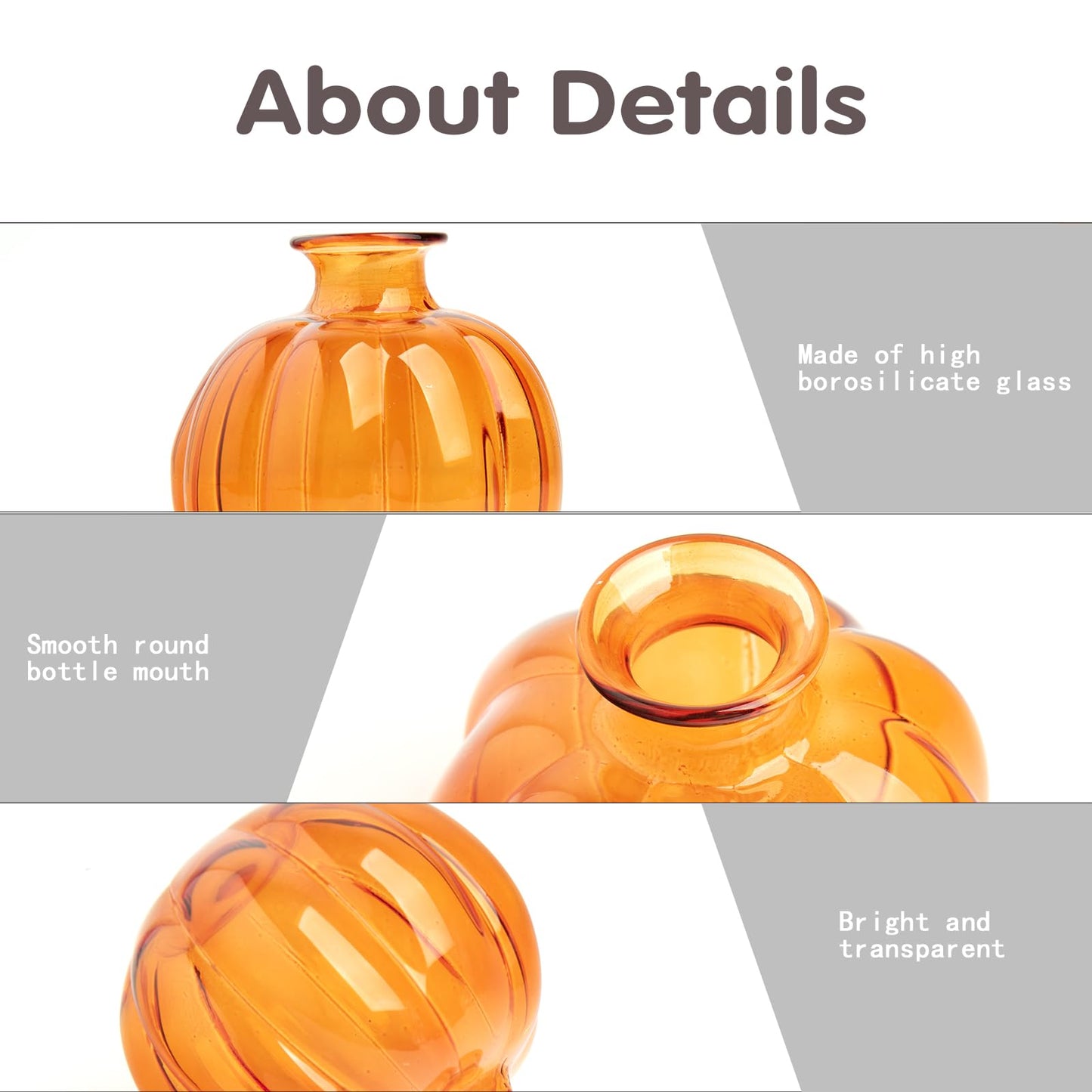 XXXFLOWER Plant Terrarium Propagation Stations Unique Gifts for Women Plant Lovers 3Pcs Pumpkin-Shaped Glass Vase for Tabletop Home Office Garden Decor (Plants NOT Included)