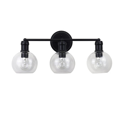 Chloe Lighting OXA 3 Light Vanity Bath Light, Matt Black, Glass, 22in Wide, Model CH6S001BK22-BL3