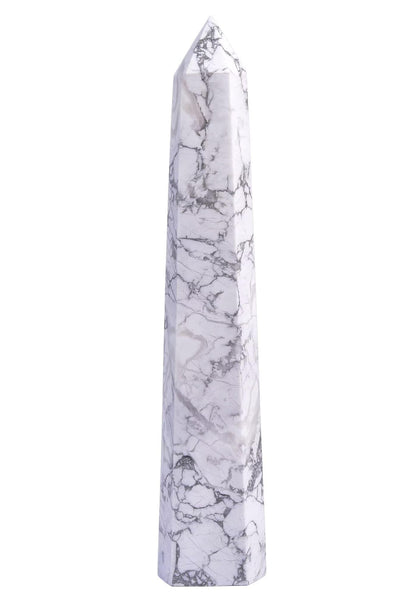 CNYANFEI Natural White Howlite Crystal Wand Tower Large Size Hexagonal Polished Stone 2.2-2.6 Lbs for Healing Meditation Reiki Chakra Balancing Home Decor Unique Handcrafted Gift