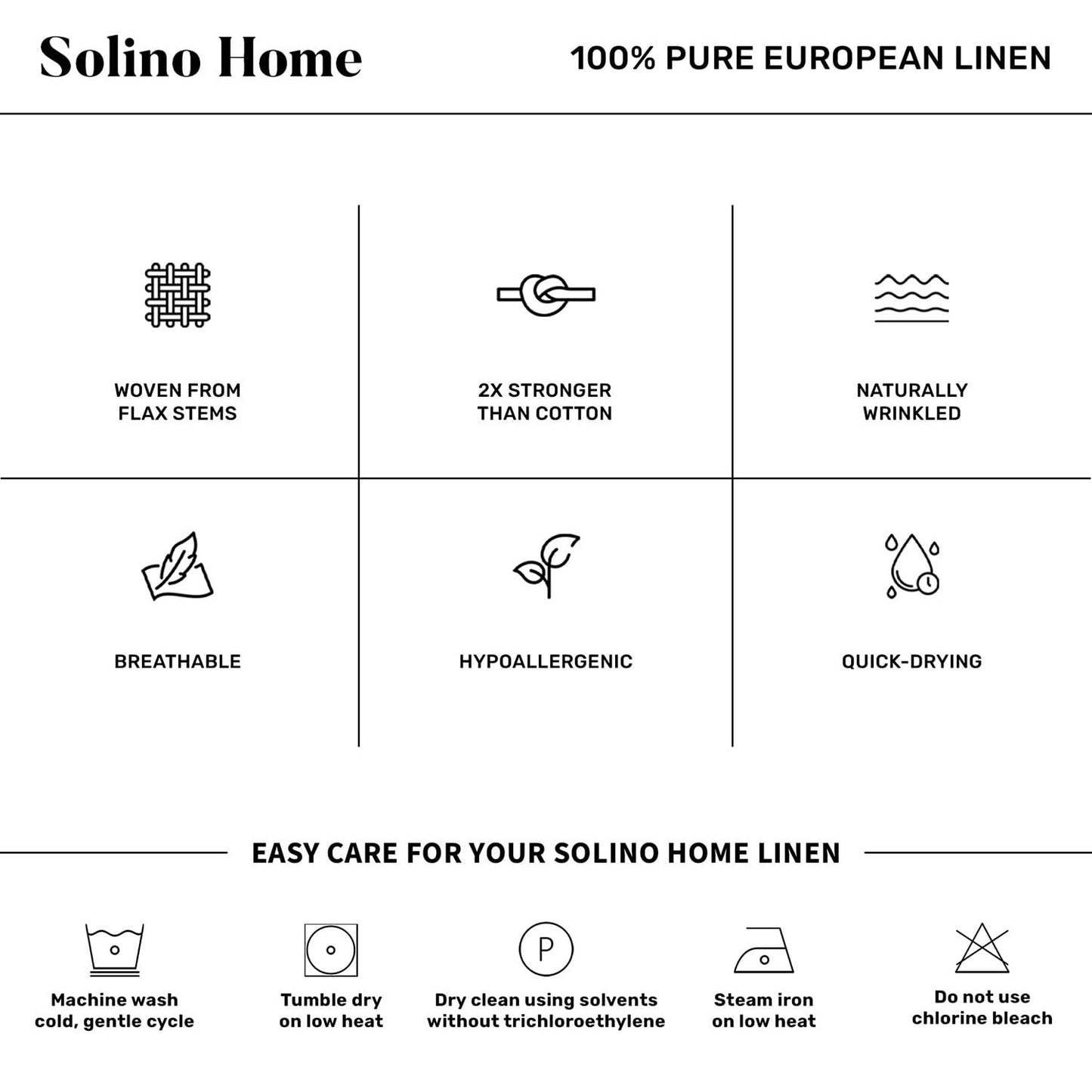 Solino Home Linen Table Runner 72 Inches Long - 100% Pure Linen Black and White French Stripe Table Runner 16 x 72 Inch for Dining, Dresser, Summer