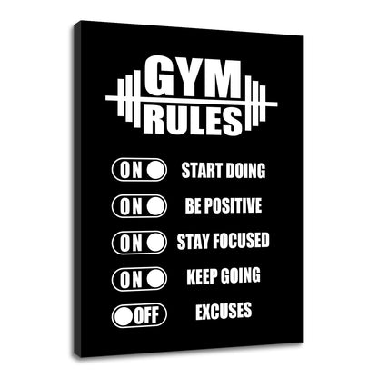 YSPCSUN Motivational Gym Posters For Home Workout Room Decor Inspirational Fitness Rules Canvas Wall Art Barbell Signs For Weightlifting Bodybuilding Garage Ready To Hang 24x18 Inch