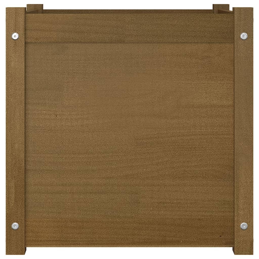 Coespram Square Honey Brown Wooden Planter Box 19.7 in Solid Pine Outdoor Planter for Patio Garden Terrace Flower Herb Display