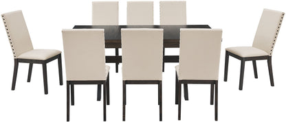 Crosley Furniture Hayden 9-Piece Modern Farmhouse Dining Table Set for 8 with Parsons Chairs, Slate