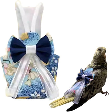 Bird Diaper Cockatiel Clothes Flight Suite, Reusable Parrot Nappy with Waterproof Inner Layer, Cute Pigeon Pants Urine Wet Suit Costume for Conure Macaw (Blue A,XL)