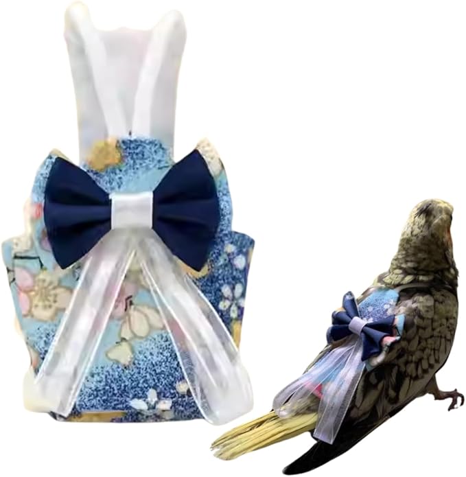 Bird Diaper Cockatiel Clothes Flight Suite, Reusable Parrot Nappy with Waterproof Inner Layer, Cute Pigeon Pants Urine Wet Suit Costume for Conure Macaw (Blue A,2M)