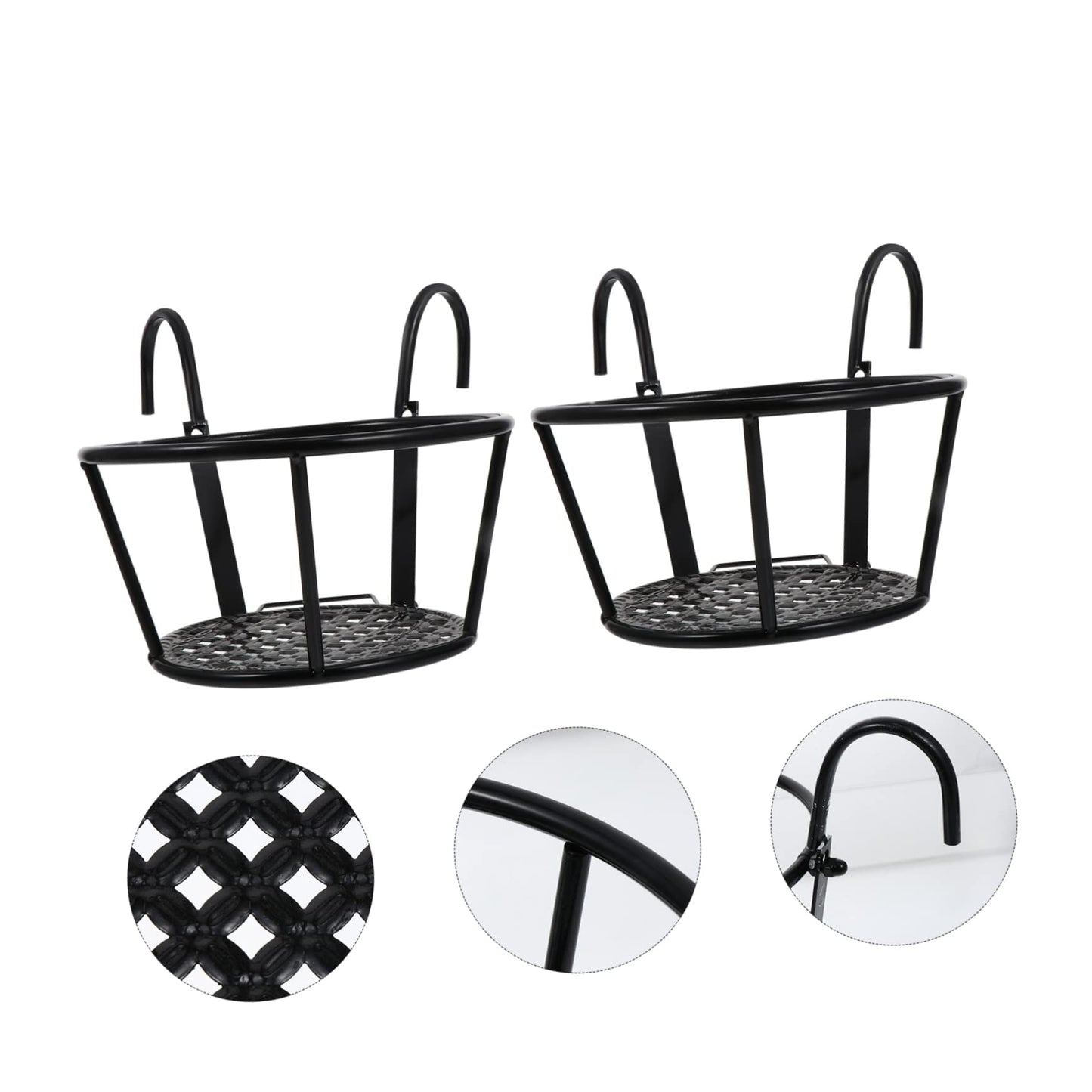 PRETYZOOM 2pcs Hanging Balcony Plant Rack Iron Flowerpot Holder Sturdy Succulent Stand for Outdoor Indoor Garden Patio Decoration