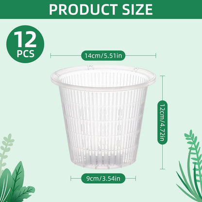 Ohiyoo Orchid Pot 5 inch Orchid Pots with Holes 12 Pcs Clear Plastic Orchid Pots Slotted for Repotting Clear Nursery Net Plastic Flower Plant Pot Indoor Outdoor (5.5inch, 12pcs)