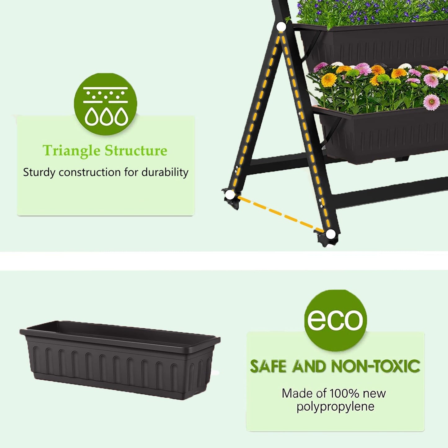Homdox 5-Tier Elevated Garden Bed with Lockable Caster Wheels - Freestanding Vertical Raised Bed with 5 Garden Planter Boxes- Perfect to Grow Vegetables Herbs Flowers Indoor(Black)