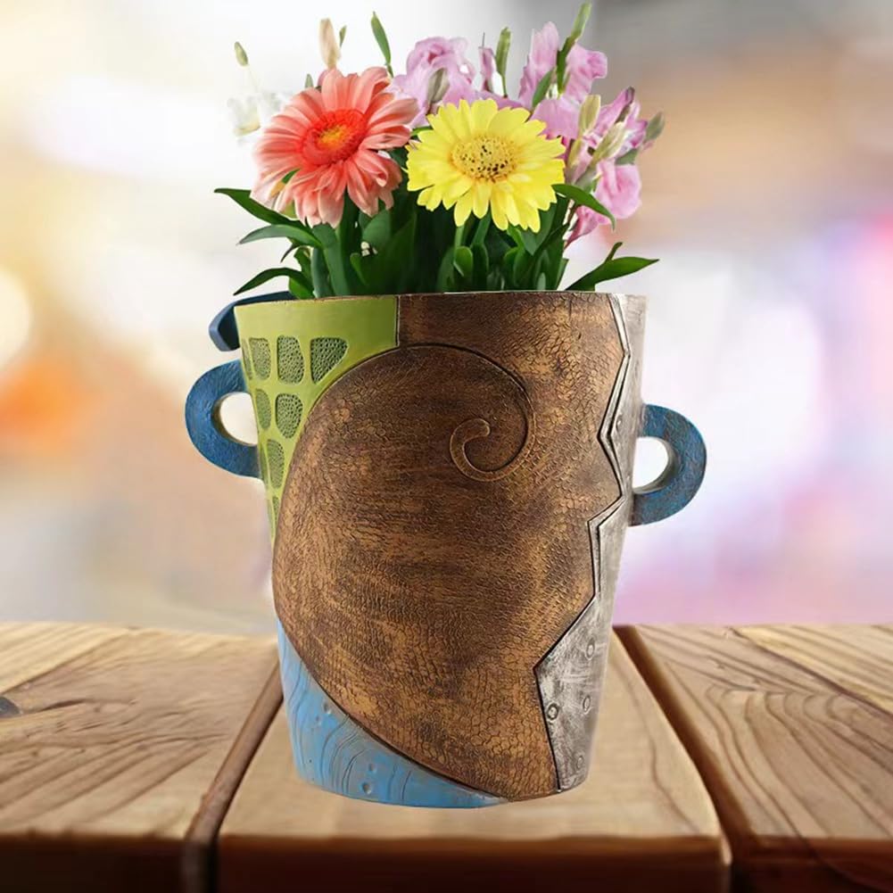 Beranosoer Abstract Rainbow Head Planter, Graffiti Face Planter with Drainage, Flower Plant Pots for Indoor Plants A Small Size